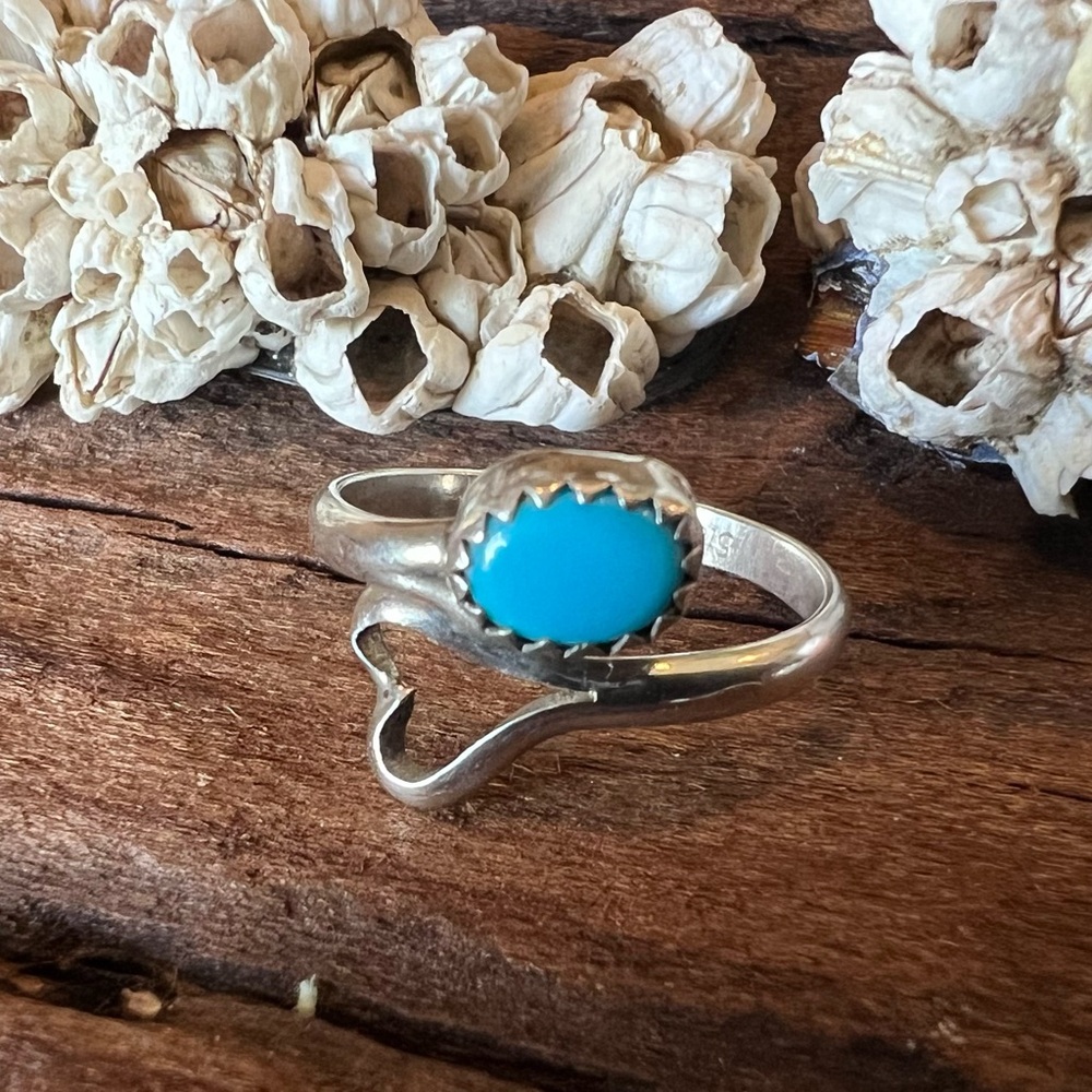 Native American Navajo Blue Turquoise Heart Sleeping Beauty Love Valentine’s 7.5